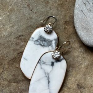 Elegant White and Gray Stone Earrings w CZ detail -Anthropologie